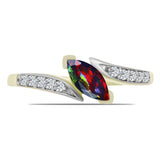 Inel din Argint 925 Placat cu Aur ( 1.85 grame ) cu Opal Etiopian Negru Lega Dembi și Topaz Alb 0.5 Carate