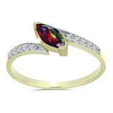 Inel din Argint 925 Placat cu Aur ( 1.85 grame ) cu Opal Etiopian Negru Lega Dembi și Topaz Alb 0.5 Carate
