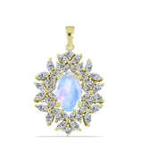Pandantiv din Argint 925 Placat cu Aur ( 3.52 grame ) cu Piatra Lunii Curcubeu și Zircon Alb 5.51 Carate