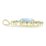 Pandantiv din Argint 925 Placat cu Aur ( 3.52 grame ) cu Piatra Lunii Curcubeu și Zircon Alb 5.51 Carate