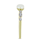 Inel din Argint 925 Placat cu Aur ( 1.97 grame ) cu Perlă de Apă Dulce Albă și Topaz Alb 1.14 Carate