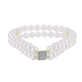 Brățară din Argint 925 Placat cu Aur ( 1.56 grame ) cu Perlă de Apă Dulce Albă și Topaz Alb 90.19 Carate