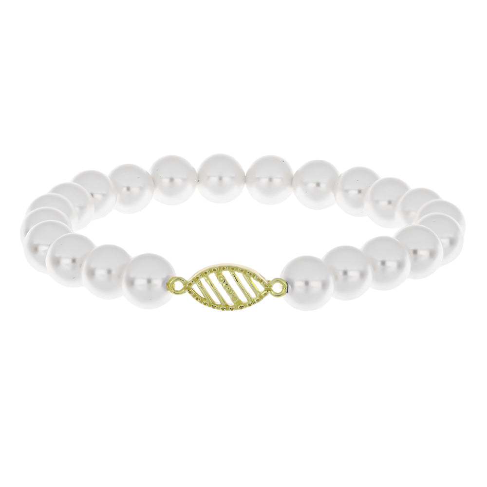 Brățară din Argint 925 Placat cu Aur ( 0.73 grame ) cu Perlă de Apă Dulce Albă 67.34 Carate