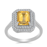 Inel din Argint 925 ( 3.24 grame ) cu Citrin Ural și Topaz Alb 2.62 Carate