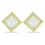 Cercei din Argint 925 Placat cu Aur ( 1.91 grame ) cu Perlă de Apă Dulce Albă 2.41 Carate