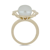 Inel din Argint 925 Placat cu Aur ( 4.06 grame ) cu Perlă de Apă Dulce Albă 6 Carate