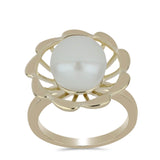 Inel din Argint 925 Placat cu Aur ( 4.06 grame ) cu Perlă de Apă Dulce Albă 6 Carate