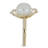 Inel din Argint 925 Placat cu Aur ( 4.06 grame ) cu Perlă de Apă Dulce Albă 6 Carate