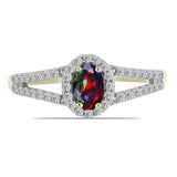Inel din Argint 925 Placat cu Aur ( 2.3 grame ) cu Opal Etiopian Negru Lega Dembi și Topaz Alb 0.63 Carate