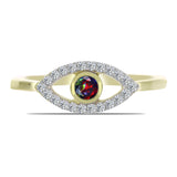 Inel din Argint 925 Placat cu Aur ( 1.89 grame ) cu Opal Etiopian Negru Lega Dembi și Topaz Alb 0.26 Carate