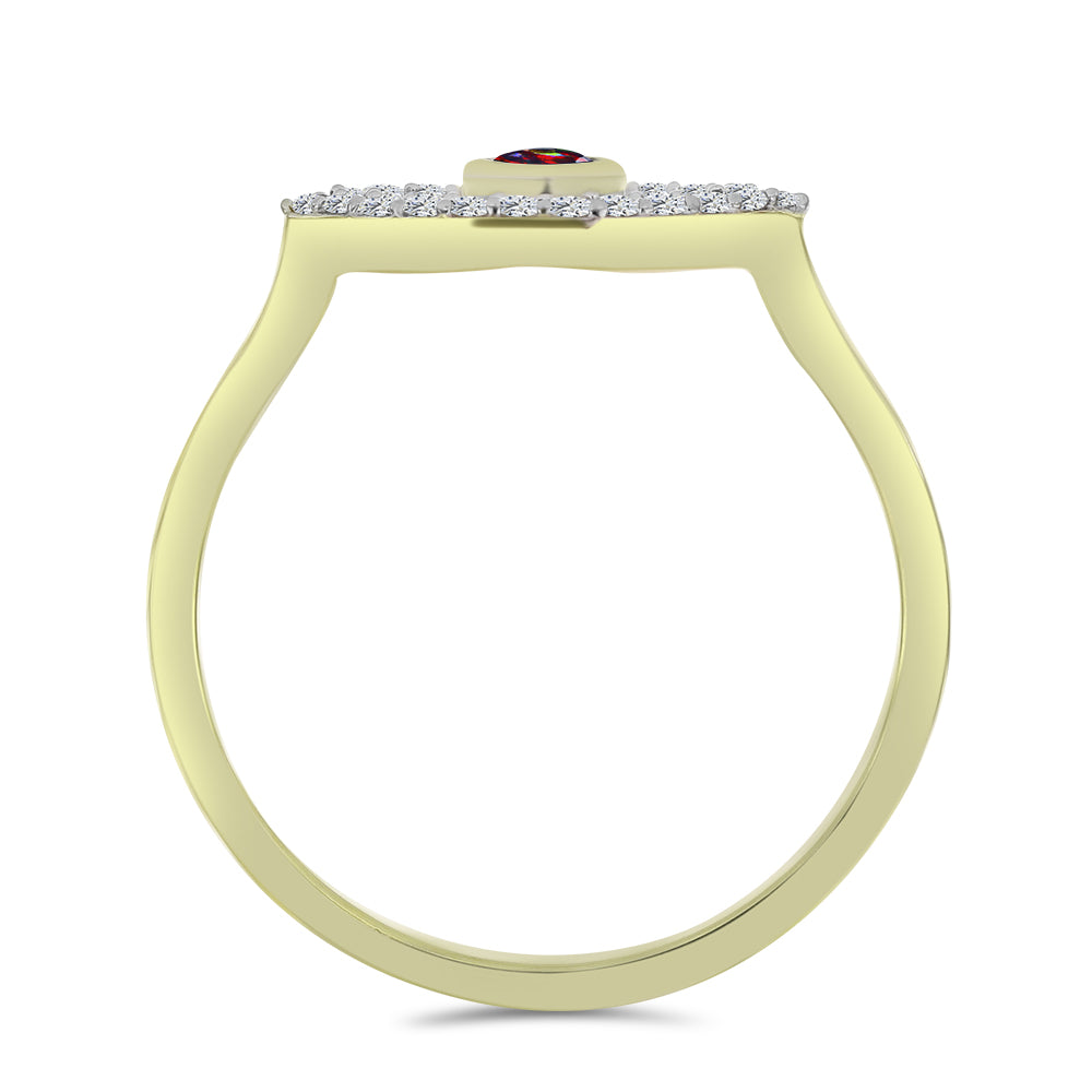 Inel din Argint 925 Placat cu Aur ( 1.89 grame ) cu Opal Etiopian Negru Lega Dembi și Topaz Alb 0.26 Carate