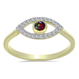 Inel din Argint 925 Placat cu Aur ( 1.89 grame ) cu Opal Etiopian Negru Lega Dembi și Topaz Alb 0.26 Carate