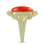 Inel din Argint 925 Placat cu Aur ( 6 grame ) cu Coral Roșu Burete 5.43 Carate