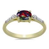 Inel din Argint 925 Placat cu Aur ( 1.86 grame ) cu Opal Etiopian Negru Lega Dembi și Topaz Alb 0.58 Carate