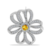 Broşă din Argint 925 ( 4.31 grame ) cu Citrin Ural și Topaz Alb 0.84 Carate