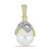 Pandantiv din Argint 925 Placat cu Aur ( 1.3 grame ) cu Perlă de Apă Dulce Albă și Topaz Alb 4.99 Carate
