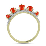 Inel din Argint 925 Placat cu Aur ( 2.26 grame ) cu Coral Roșu Burete și Topaz Alb 1.3 Carate