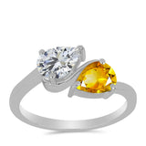 Inel din Argint 925 ( 2.1 grame ) cu Citrin Ural și Topaz Alb 1.39 Carate