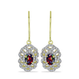 Cercei din Argint 925 Placat cu Aur ( 3.31 grame ) cu Opal Etiopian Negru Lega Dembi și Topaz Alb 1.26 Carate
