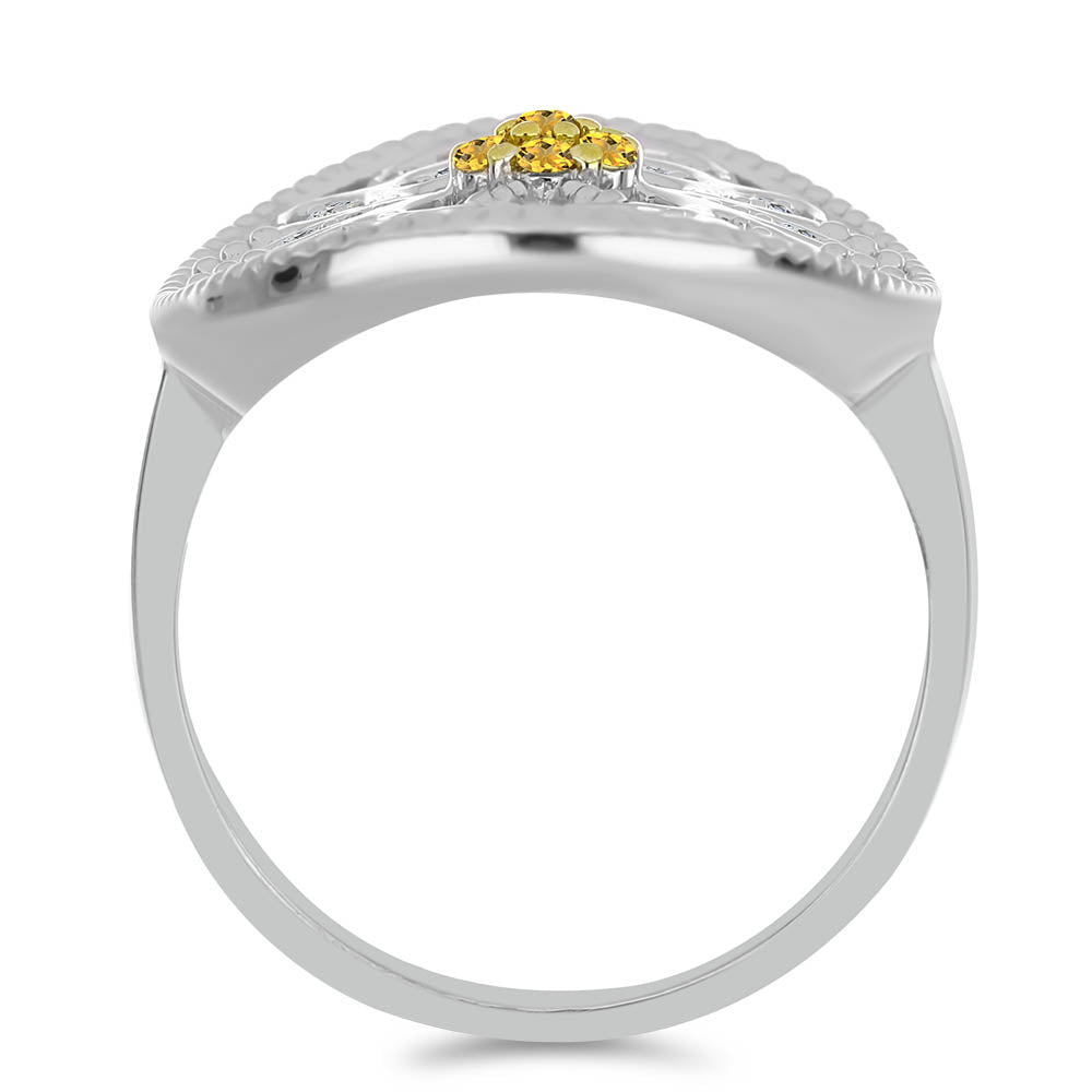 Inel din Argint 925 ( 5.46 grame ) cu Citrin Ural și Topaz Alb 0.36 Carate