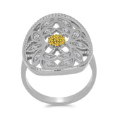 Inel din Argint 925 ( 5.46 grame ) cu Citrin Ural și Topaz Alb 0.36 Carate