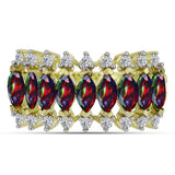 Inel din Argint 925 Placat cu Aur ( 3.36 grame ) cu Opal Etiopian Negru Lega Dembi și Topaz Alb 1.13 Carate