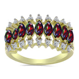 Inel din Argint 925 Placat cu Aur ( 3.36 grame ) cu Opal Etiopian Negru Lega Dembi și Topaz Alb 1.13 Carate