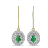 Cercei din Argint 925 Placat cu Aur ( 2.81 grame ) cu Smarald Zambian și Topaz Alb 1.07 Carate