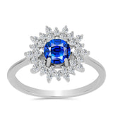 Inel din Argint 925 ( 2.71 grame ) cu Safir Albastru Australian și Topaz Alb 1.77 Carate