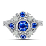 Inel din Argint 925 ( 3.96 grame ) cu Safir Albastru Australian și Perlă de Apă Dulce Albă 2.43 Carate