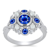 Inel din Argint 925 ( 3.96 grame ) cu Safir Albastru Australian și Perlă de Apă Dulce Albă 2.43 Carate