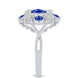 Inel din Argint 925 ( 3.96 grame ) cu Safir Albastru Australian și Perlă de Apă Dulce Albă 2.43 Carate