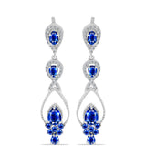 Cercei din Argint 925 ( 5.56 grame ) cu Safir Albastru Australian și Topaz Alb 4.7 Carate