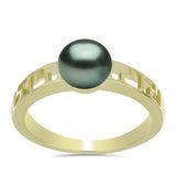 Inel din Argint 925 Placat cu Aur ( 2.58 grame ) cu Perlă De apă Dulce cu Efect "Verde Tahitian" 0.76 Carate