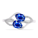 Inel din Argint 925 ( 2.57 grame ) cu Safir Albastru Australian și Topaz Alb 1.99 Carate
