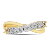 Inel din Argint 925 Placat cu Aur ( 3.11 grame ) cu Diamant Coniac și Topaz Alb 0.06 Carate