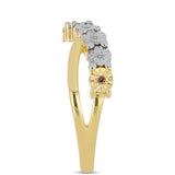 Inel din Argint 925 Placat cu Aur ( 3.11 grame ) cu Diamant Coniac și Topaz Alb 0.06 Carate