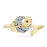 Inel din Argint 925 Placat cu Aur ( 1.72 grame ) cu Diamant Coniac și Topaz Alb 0.12 Carate