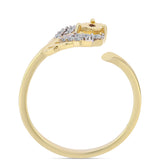 Inel din Argint 925 Placat cu Aur ( 1.72 grame ) cu Diamant Coniac și Topaz Alb 0.12 Carate