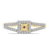 Inel din Argint 925 Placat cu Aur ( 2.57 grame ) cu Diamant Coniac și Topaz Alb 0.4 Carate