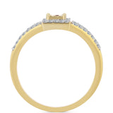 Inel din Argint 925 Placat cu Aur ( 2.57 grame ) cu Diamant Coniac și Topaz Alb 0.4 Carate