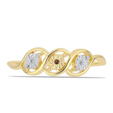 Inel din Argint 925 Placat cu Aur ( 1.96 grame ) cu Diamant Coniac și Topaz Alb 0.02 Carate