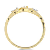 Inel din Argint 925 Placat cu Aur ( 1.96 grame ) cu Diamant Coniac și Topaz Alb 0.02 Carate