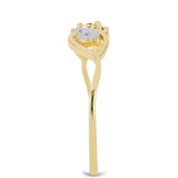 Inel din Argint 925 Placat cu Aur ( 1.96 grame ) cu Diamant Coniac și Topaz Alb 0.02 Carate