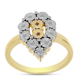 Inel din Argint 925 Placat cu Aur ( 3.48 grame ) cu Diamant Coniac și Topaz Alb 0.12 Carate
