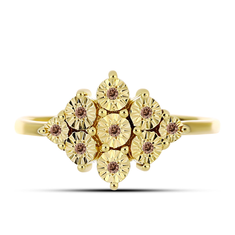 Inel din Argint 925 Placat cu Aur ( 2.59 grame ) cu Diamant Coniac 0.06 Carate