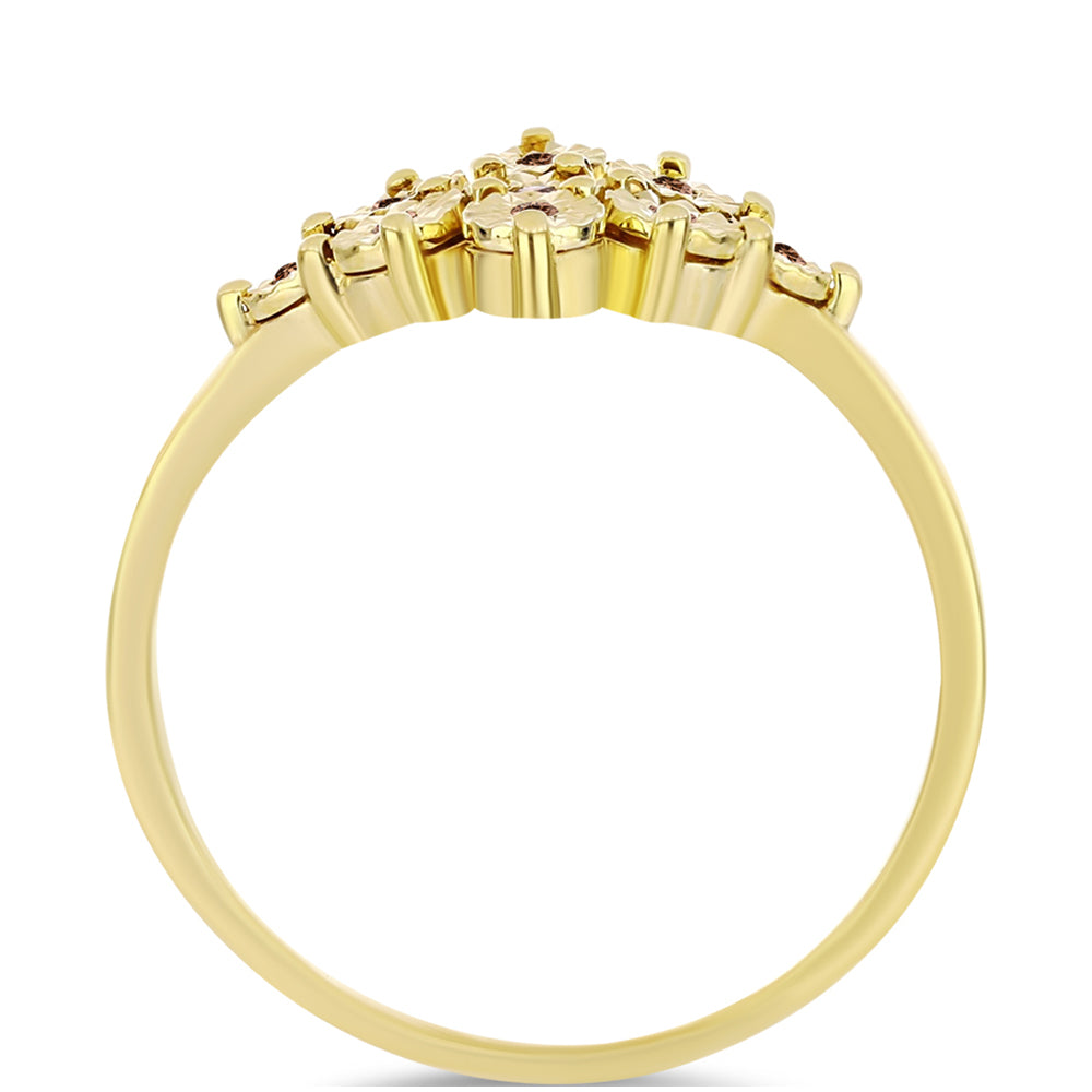 Inel din Argint 925 Placat cu Aur ( 2.59 grame ) cu Diamant Coniac 0.06 Carate