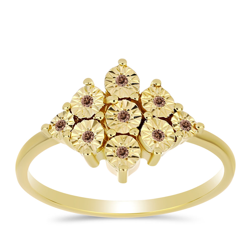 Inel din Argint 925 Placat cu Aur ( 2.59 grame ) cu Diamant Coniac 0.06 Carate