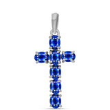 Cruce Pandantiv din Argint 925 ( 1.34 grame ) cu Safir Albastru Australian 1.68 Carate