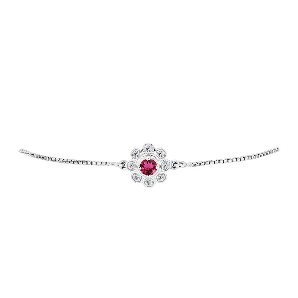 Brățară din Argint 925 ( 2.94 grame ) cu Rubelit Cruzeiro și Topaz Alb 0.35 Carate